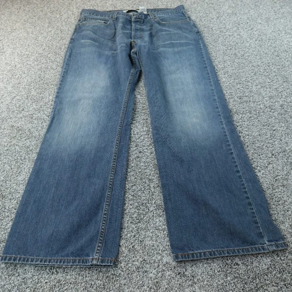 VTG Levis Jeans Mens 38X32 Dark Blue Denim Pants 567 Loose Boot Cut Western‎ Y2K